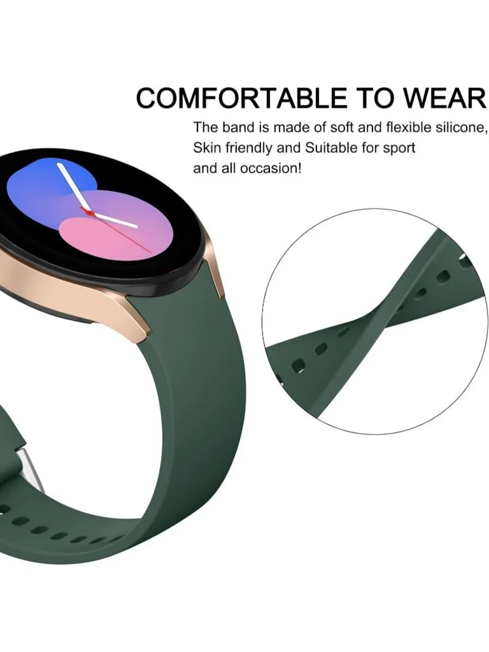 Unisex Dark Green Analog Silicone Replacement Strap Samsung Galaxy Classic Watch